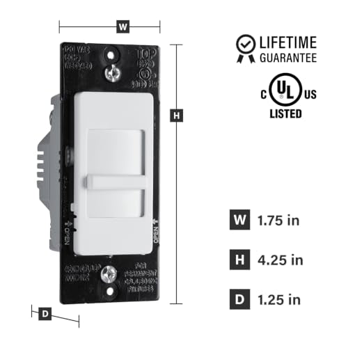 Legrand 450W Wide Slide LED Dimmer Light Switch Single-Pole Tri-Color 1Pack - size: 1 Count (Pack of 1)