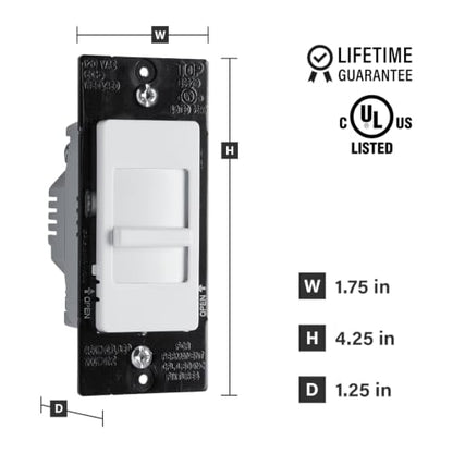 Legrand 450W Wide Slide LED Dimmer Light Switch Single-Pole Tri-Color 1Pack - size: 1 Count (Pack of 1)