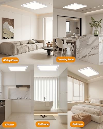 Square Led Flush Mount Ceiling Light,12 Inch 30w 2980lm led Light 3000k,4000k,6000k CCT Selectable,Flat Panel Super Slim Led Ceiling Light Fixture,for Living Dining Kitchen Bedroom Room (6Pack-White) - color: White, size: 12 Inch 6PK Square