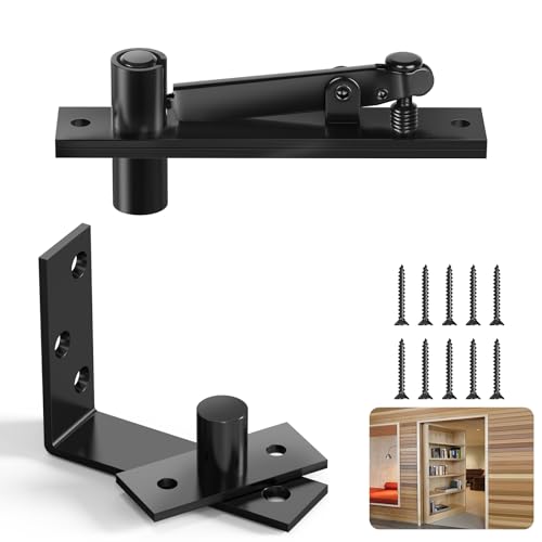 Pivot Hinge Pivot Door Hardware for Hidden Door Bookcase - color: L Shape-Black