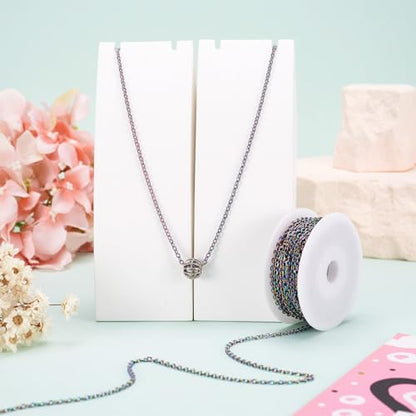 Craftdady 32.8 Feet Stainless Steel Cable Chain Link Multi-Color Unwelded Oval Cross Chain 2.5x2.5mm with Spool for Jewelry Pendant Necklace Bracelet Making - color: Multi-Colors, 10 Meters, 2.5x2.5mm