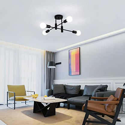 Garwarm 4-Light Sputnik Semi Flush Mount Ceiling Light, Matte Black Fixture - color: 4-Lights,Black