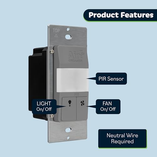 TOPGREENER Air Circulator Timer Switch with PIR Motion Sensor, Grey - color: Gray, size: Light&Fan Sensor Combo