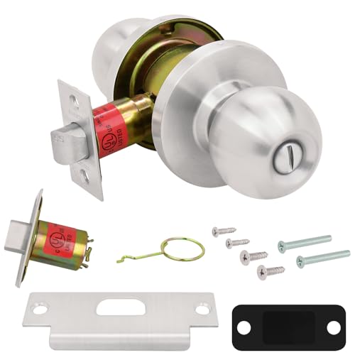 Nuk3y Bella Grade 2 Commercial Duty Cylindrical Knob Lockset UL Rated (Satin Stainless Steel, Privacy) - size: Privacy