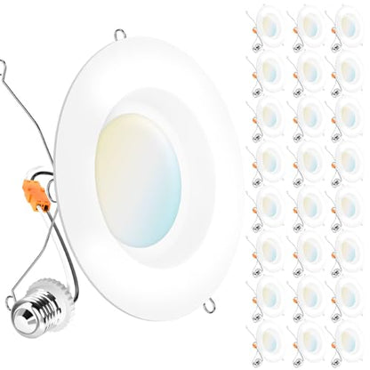Sunco 24 Pack 6 Inch LED Can Lights, Retrofit Recessed Lighting, Smooth Trim, 965 LM, 13W (60W Equivalent), Selectable CCT 3000K/4000K/5000K/6000K/6500K, Dimmable, Damp Rated UL - size: 6"