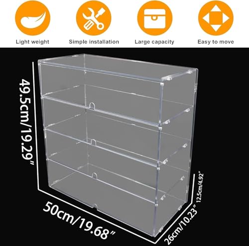 4-Tier Commercial Bakery Display Case, 19.68"x 19.29"x 10.23" Pastry Display Case Countertop Display Cabinet Box for Bread Dessert Food Cookie Baking