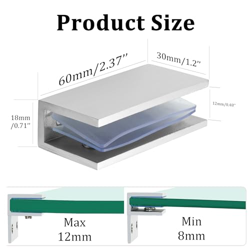 Alise Glass Shelf Brackets, Fits 8–12 mm Glass for Shower Use, 2 Pack - color: Brushed Nickel