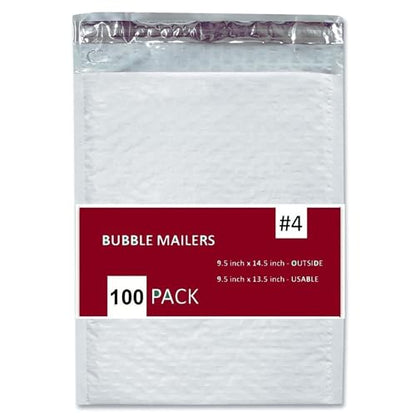 100 PC #4 9.5x14.5" Inches 100 Pack Inches Poly Bubble Mailers Shipping Padded Envelopes Self Seal Waterproof Cushion Envelopes - size: 9.5x14.5" 100PC