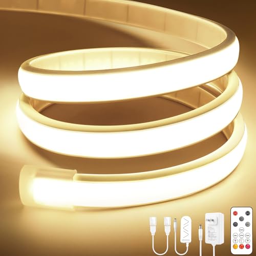 Lamomo COB LED Strip Lights, 32.8Ft Natural White Dimmable Self-Adhesive Led Rope Light with Remote, Flexible Cuttable Waterproof 4000K Silicone Neon Tape Light for Bedroom,Indoor, Cabinet, 10mm Width - color: Natural White, size: 32.8Ft