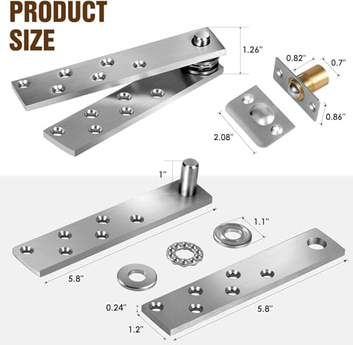Hidden Door Pivot Hinge Heavy Duty 200LB Wood Door Hardware 4PCS - style: Heavy Duty 4PCS