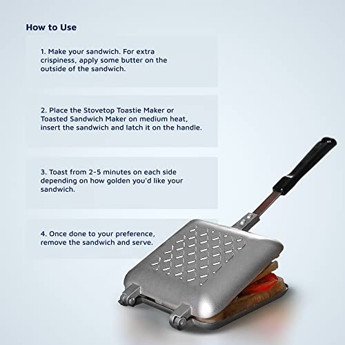 Breakfast Sandwich Maker Grill Press, Grilled Cheese Maker Panini Press Sandwich Toaster Presser - Stove Top Nonstick by Jean Patrique (Silver) - color: Silver