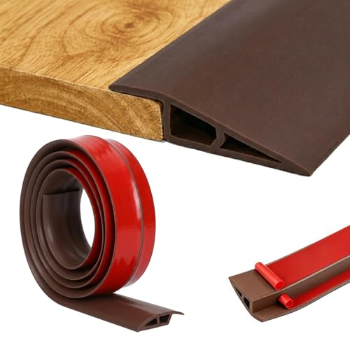 Vinyl Door Threshold Ramp Floor Transition Strip Self Adhesive - color: Brown, size: 1/5" to 2/5", 80in