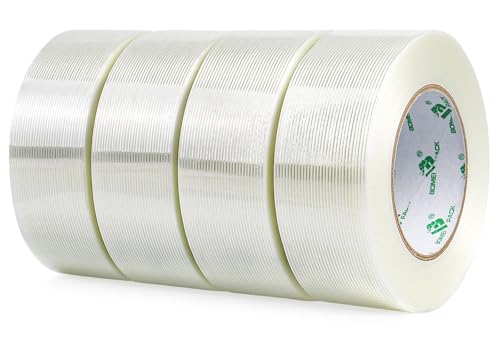 BOMEI PACK 4Rolls Reinforced Packing Tape, Heavy Duty Filament Fiber Strapping Tape 2inch, 5.5Mil x 60Yds, Total 240Yds - size: 50mm x 60y/4rolls