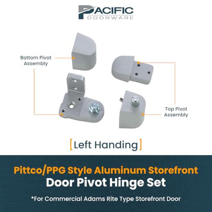 Pittco Style Storefront Door Pivot Hinge Set, Left Hand, Aluminum Silver - size: Left Hand, style: Aluminum Silver