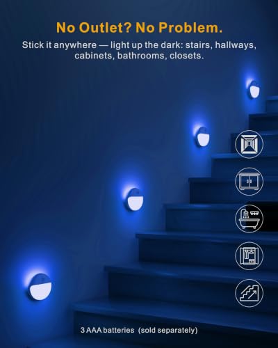 YUNLEX Toilet Light Motion Sensor, Dim Blue Night Light Battery Operated - color: Blue