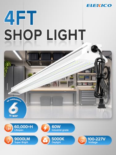 Bright Led Shop Lights 4FT| Hanging Or Surface Mount| 60W 9000LM 5000K - size: 4FT-8PACK