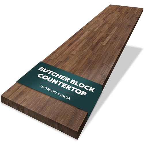 Howizz Walnut Butcher Block Countertop 72 x 25 x 1.5 Inches - Solid Wood Table Top for Island Kitchen Countertop, Desk Top, Dining Table, Workbench Top - color: Acacia - Finger Joint - Walnut - Finished, size: 72"L x 25"W