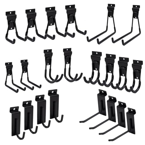 Slatwall Accessories Heavy Duty Garage Hooks Slatwall Panel Hooks Slat Wall Hanging Hook for Bike Ladder Garage Storage System Accessory Multi Size Utility (22 Hook) - color: Black, size: 22pcs