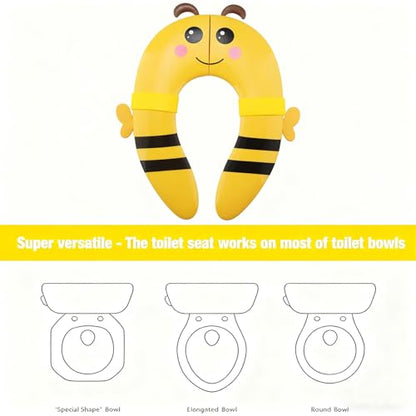 PandaEar Toilet Seat Cover | Folding Travel Toilet Seat for Children and Potty Training | Portable Silicone Toilet Seat for Toddlers, Boys & Girls with Non-Slip Silicone Pads -Bee - color: Yellow