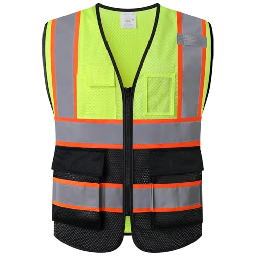 Hi Vis Reflective Safety Vest for Men Women,EK175,Yellowblack,M - color: Yellowblack, size: Medium