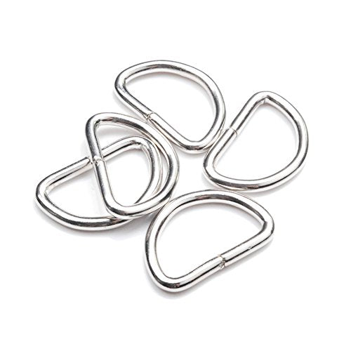 CooBigo 100 Pack 3/4" Dee Rings D-Ring Metal Buckle Strap Sewing Accessories FLQ028-W - color: Silver, size: 3/4 Inch
