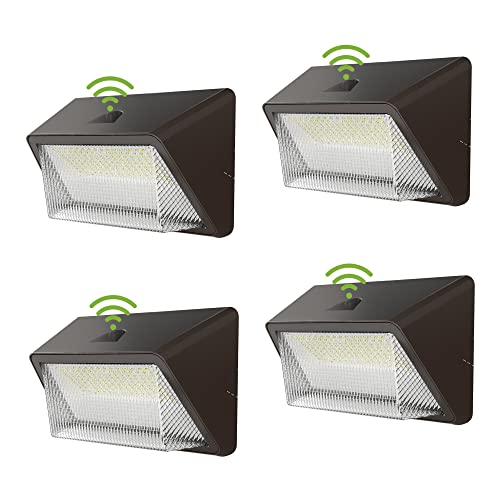 TIERONE 50W LED Wall Pack Light Dusk to Dawn Photocell Outdoor Commercial Security Area Lighting Fixture UL Listed 5500LM 4000K Daylight 400W HPS/HID Equivalent IP65 Waterproof 120-277V 4PACK - color: Bronze-4PK