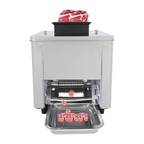 Meat Cutter Machine, 3.5/5/7/10/15mm Commercial Stainless Steel Electric Meat Slicer with Tray Handles 330 lbs/h 310RPM Shredded Cutting Machine for Fresh/Defrosted Meat Lamb Beef (7mm/0.27in, 850W) - size: 7mm/0.27in