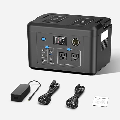 600W Portable Power Station, 296Wh Lithium Solar Generator for Camping - color: Black Blue White
