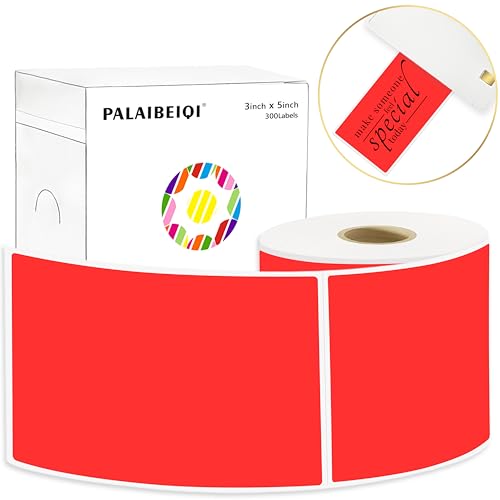 3x5 Inch Thermal Labels,Rectangle Sticker,300PCS Water Proof Shipping Labels with Strong Adhesive,Compatible with Zebra & Rollo,for Moving Boxes,Inventory,Fluorescent Red - color: Fluorescent Red