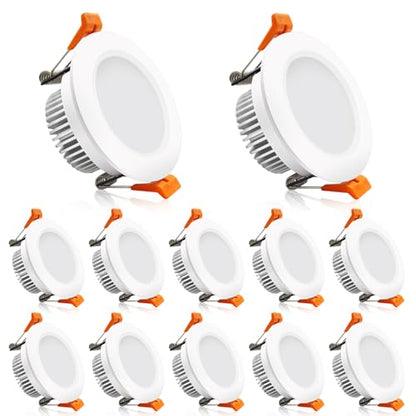 2 Inch LED Downlight, Recessed Lighting Dimmable Ceiling Light, 3W, 2700K Ultra Warm White, CRI80 with LED Driver(35W Halogen Equivalent), 12 Pack - color: Ultra Warm White, size: White/12 Pack