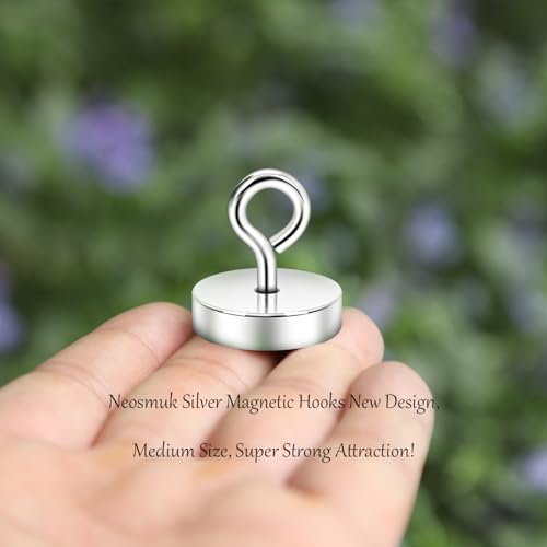 Neosmuk Magnetic Eye Bolt Hooks, 60lb Cruise Cabin Hooks, Silver 6 Pack - size: 80lb
