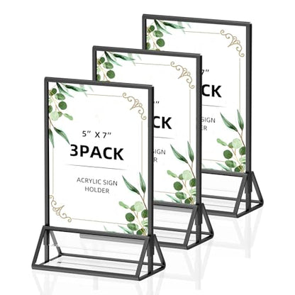 5x7 Black Picture Frame Acrylic Sign Holder,Wedding Table Numbers - color: 5X7-Gold-3 Pack