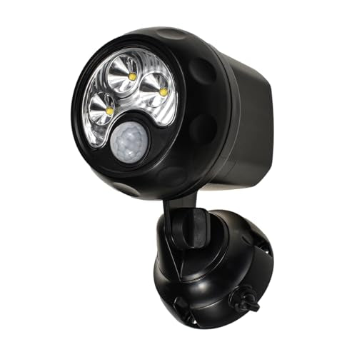 YCB2050 Battery Operated Motion Lights Outdoor, LED Motion Spotlight 5000K Daylight White, IP65 Waterproof, Wireless Security Light Uses 4 D-Cell Batteries (Not Included), Black