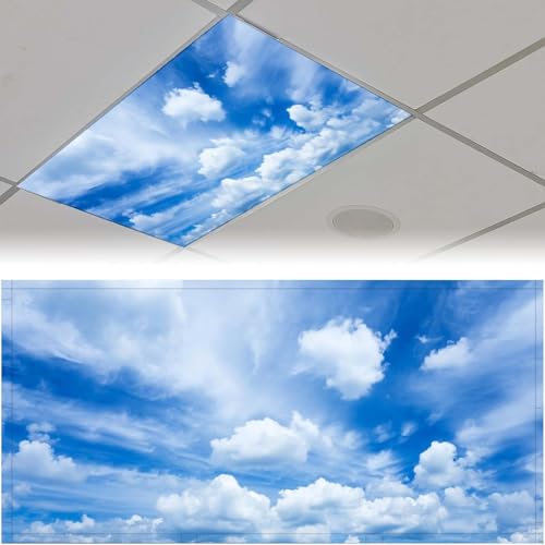 2Pcs Fluorescent Light Covers, Beautiful Clouds Magnetic Light Shield for Classroom Office Home, 2 x 4 ft - color: Color-14