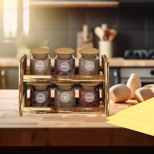 Spice Labels, 432Pcs Spice Labels Stickers 1.4in Waterproof Adhesive Round Preprinted Spice with Blank Label Tear Resistant Sticker for Kitchen Jars Caps Food Containers Organizers (Transparent) - color: T White
