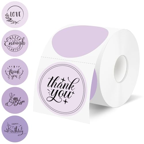 500 Labels/Roll 2" Purple Round Thermal Labels, Waterproof Circle Blank Thermal Sticker Compatible with Direct Thermal Label Printers for DIY Logo Designs, Thank You, Small Business - color: Purple Gradient, size: 2 Inch