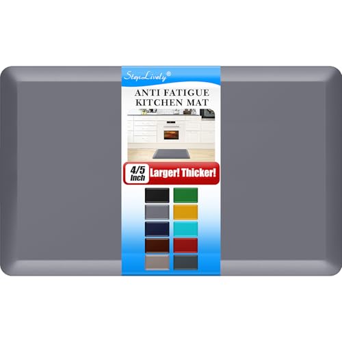 4/5 Inch Thick Kitchen Mat - Cushioned Anti Fatigue Mat for Kitchen Floor - color: Grey, size: 36"L x 22"W x 0.8"Th