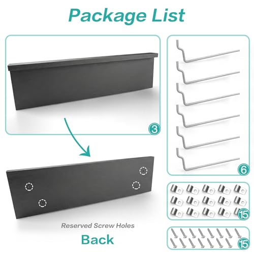 Black Pegboard Shelves with Lip, 3Pack 14" x 4" Peg Board Racks & Brackets - color: Black