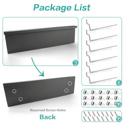 Black Pegboard Shelves with Lip, 3Pack 14" x 4" Peg Board Racks & Brackets - color: Black