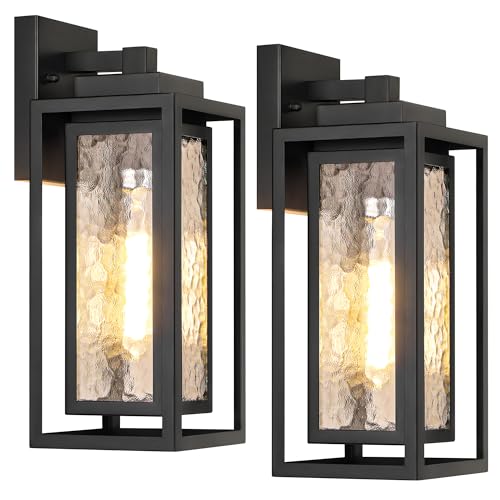 WIHTU 15.78'' Exterior Porch Light Fixture,Outdoor Wall Sconce Lights,Black - color: Black, size: No Sensor