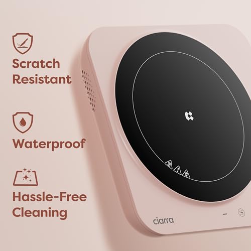 CIARRA CATIH1A-P Portable Induction Cooktop, Slim Single Electric Countertop Burner with Sensor Touch and Digital time, Pink - color: Pink