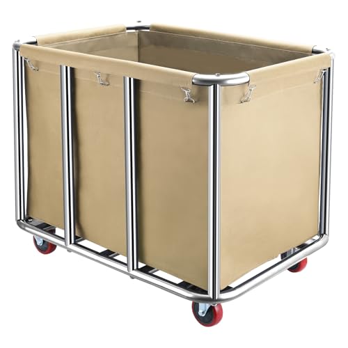 Commercial Laundry Cart with Wheels,400L for Home,Hotel(Beige) - color: Beige