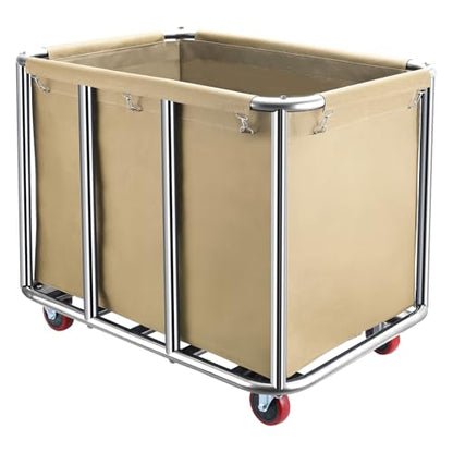 Commercial Laundry Cart with Wheels,400L for Home,Hotel(Beige) - color: Beige