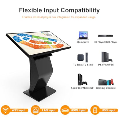32 Inch Touch Screen Kiosk, 10pt PCAP Touch Screen Digital Signage, Plug&Play K-Style Indoor Digital Signage, Interactive LCD Display Signage, CMS/U-Disk Publish Content, Split Screen, Android 11 - color: 32"+Black (Android OS)