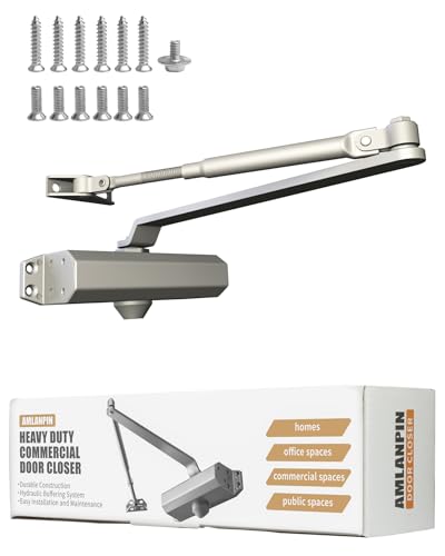 Heavy Duty Commercial Door Closer - Hydraulic Buffer, Durable, Positioning Feature, Aluminum Alloy Material (Silver Large) - color: Silver Large