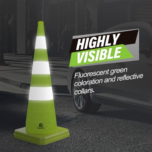 RoadHero 36 Inch 2 Pack Collapsible Traffic Safety Cones with Bag, Green - size: 36 Inch