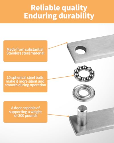Heavy Duty Pivot Hinge for Wood Door with 360 Degree Rotation,Ideal for Hidden Bookcase Doors and Secret Doors,Invisible Pivot Door Hardware for Bookshelf.