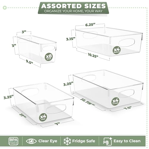 Sorbus Fridge Organizers and Storage, Clear Bins (20 Pack) - size: Small/Medium/Large/XL, style: 20 Pack