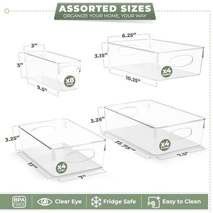Sorbus Fridge Organizers and Storage, Clear Bins (20 Pack) - size: Small/Medium/Large/XL, style: 20 Pack
