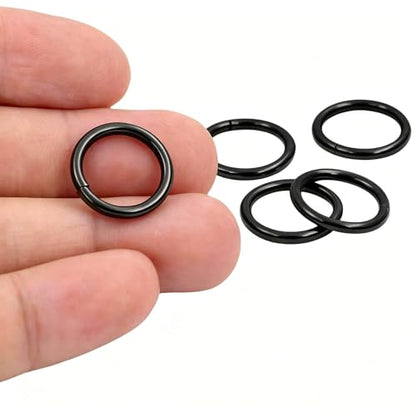 1/2'' Metal O-Ring Buckle Connector Round Loops Non Welded for Bags Webbing Purse and Belt Straps, Black, Pack of 150 - color: Black X 150 Pcs